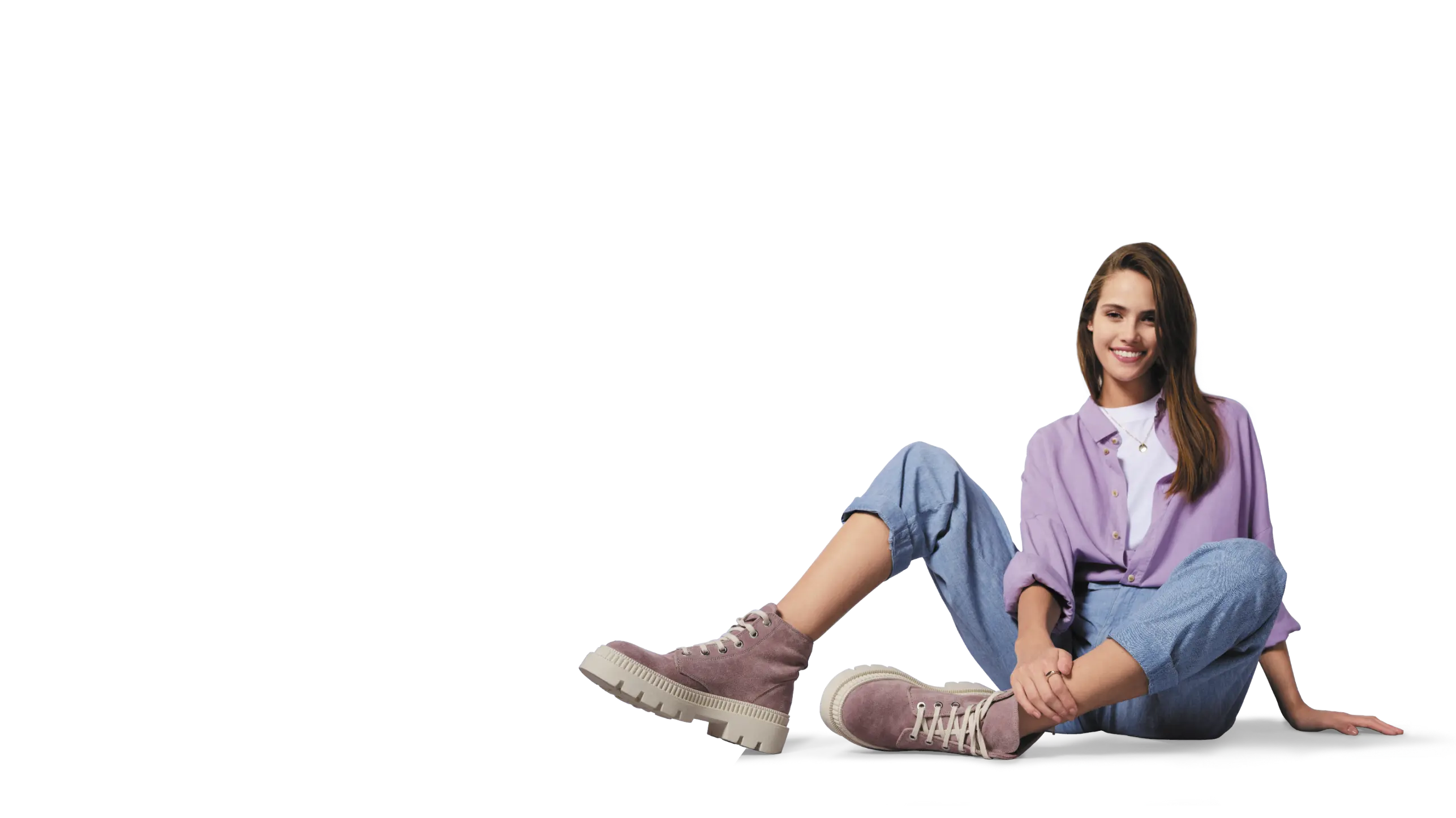 Woman sitting wearing Bata boots